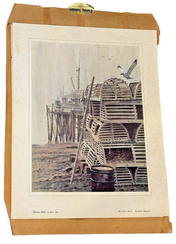 Lobster Pots Coastal Pier Print by Pierre Mion Island Annapolis Maryland VTG USA