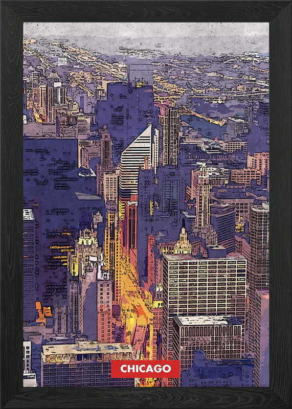 Chicago Illinois USA Framed Wall Art Poster Canvas Print Picture