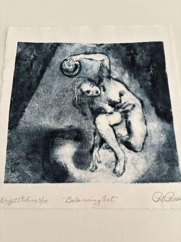 Pat Prosek Dry Point Etching “Balancing Act” S&N 3/10