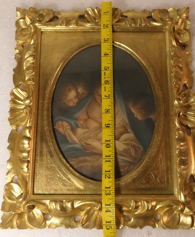 THE HOLY NIGHT PRINT BY CARLO MARRATA NATIVITY SCENE ANGELS MADONNA GOLD FRAME gallery