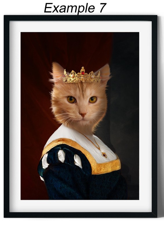 Renaissance Oil style Large A3 size Personalised Pet Portrait Painting,