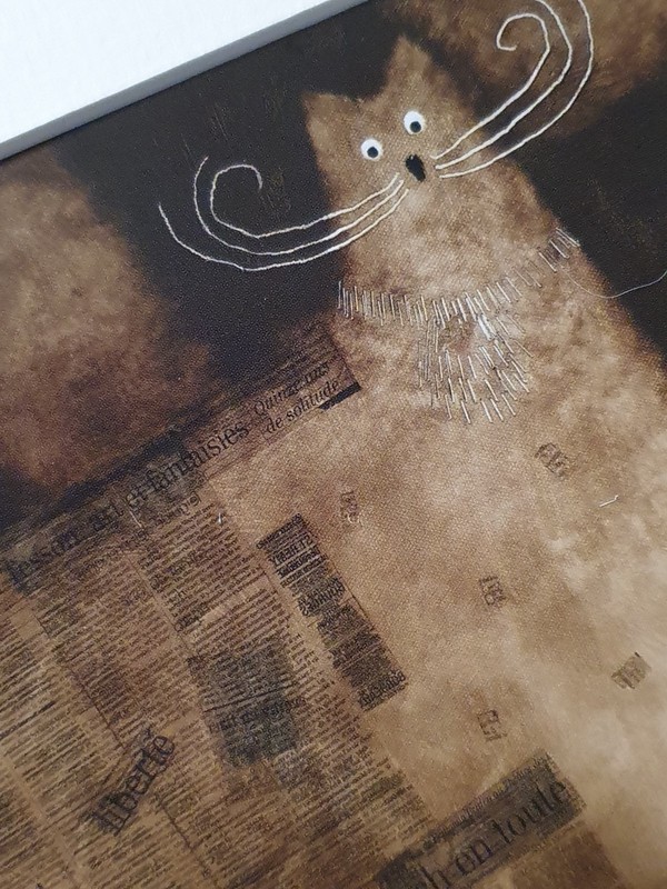 Govinder Nazran Cat «Le Chat Parisien» 30x40cm mounted book illustration