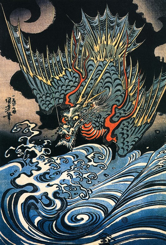 Utagawa Kuniyoshi: Dragon Flying 22x30 Archival Quality Fine Art Print
