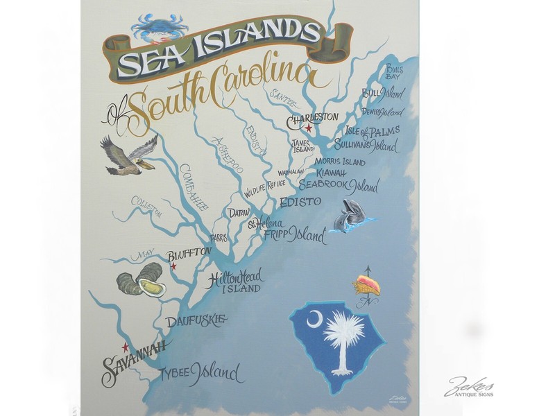 Sea Isles of South Carolina 16 x 20 Print Beach Art Decor Vintage Style Coastal