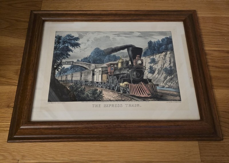 Currier & Ives Lithograph – The Express Train – C1792, G1944 – Framed