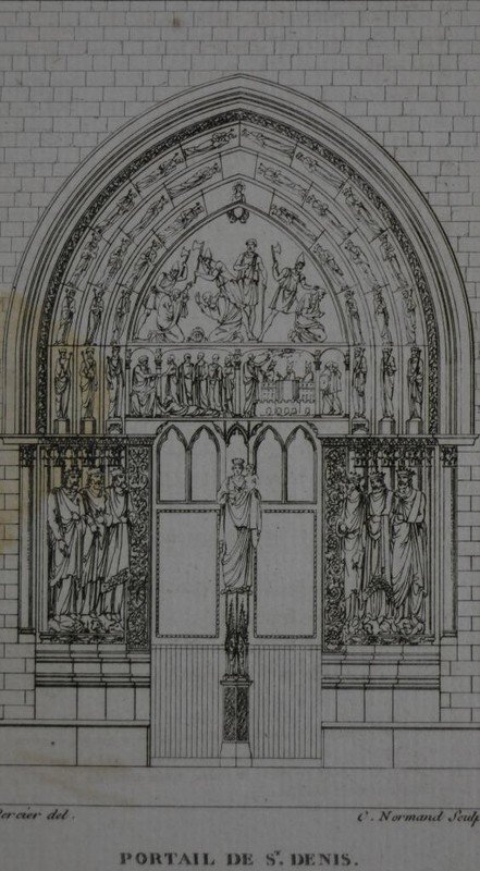 Antique Art Engraving Basilica of St Denis 1820's Original History Art gallery