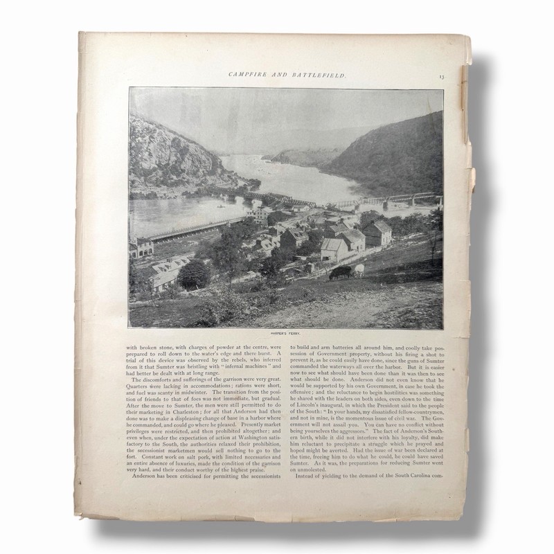 Antique 1894 Harper’s Ferry WV Civil War Book Plate Illustrated Print