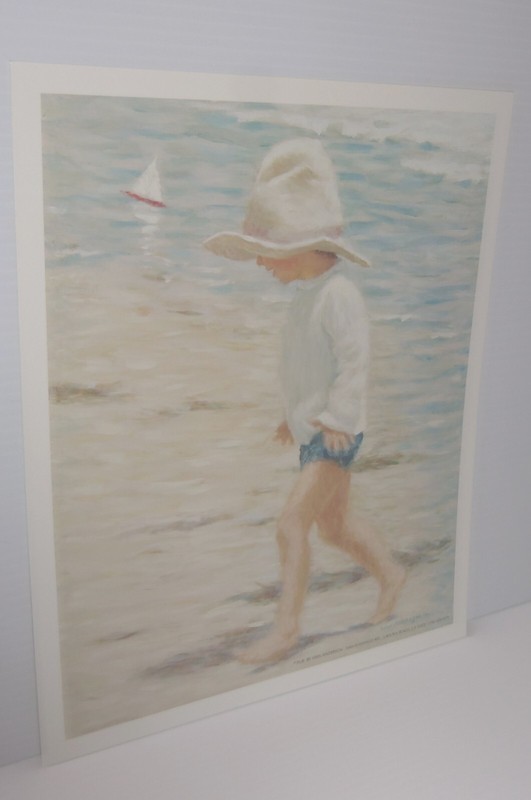 Vintage Rare Print by Ivan Anderson Boy Walking On The Beach 8 in. x 10 in.