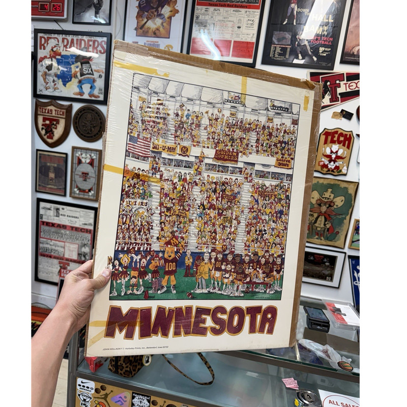 Vintage 1985 John Holladay Minnesota Golden Gophers Football Crowd poster DSWT