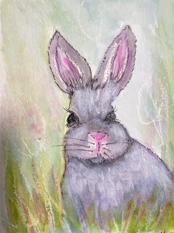 Bunny series original art print ready for Easter spring 5x7 gallery