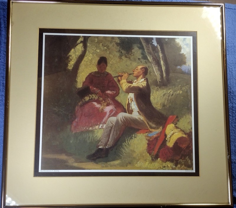 Carl Spitzweg – The Flute Recital (1860) Romanticism Fine Art Print Framed