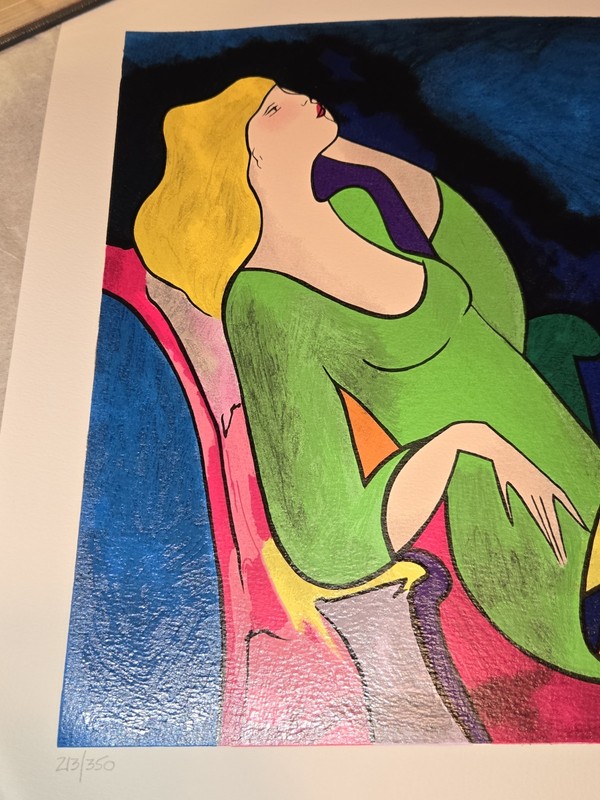 Linda Le Kinff Mercredi Matin Signed Numbered Serigraph 12 1/4" x 15 1/4" gallery