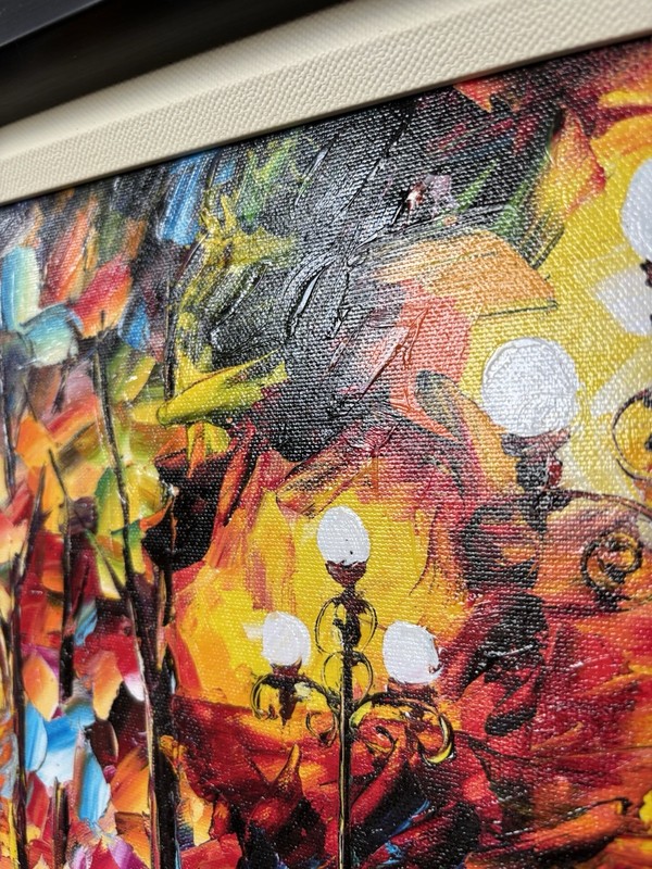 Daniel Wall TOGETHER Giclee On Canvas Embellished Signed Rainbow Umbrella Couple gallery