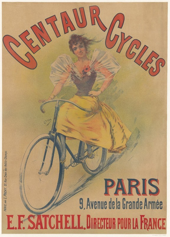 Vintage 1890s Centaur Cycles Paris French Art Nouveau Bicycle Poster Print