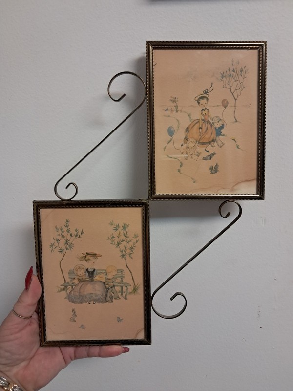VTG Pictures Ladies And Children Walks In The Park 2-4×6/9×12 Wall Hanging Pics