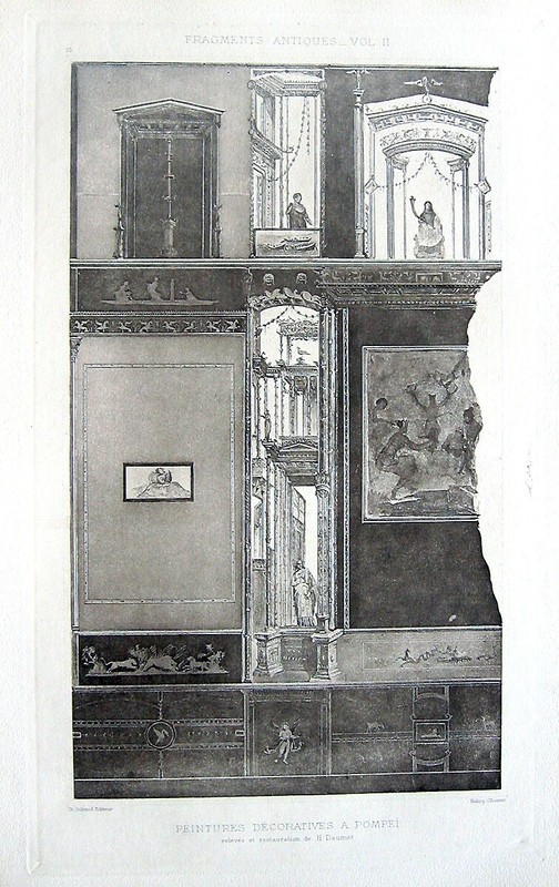 55, ANCIENT POMPEII WALL PAINTINGS FRESCOES 1905 D’Espouy Architecture Art Print
