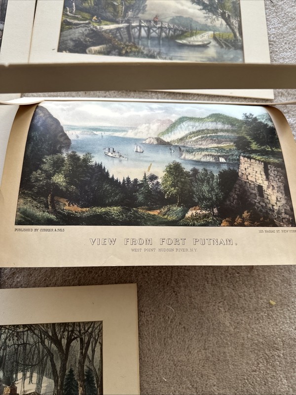 Currier and Ives Lithograph Print Reproductions Matted Lot Of 5 10 3/8”x 7 1/4” gallery