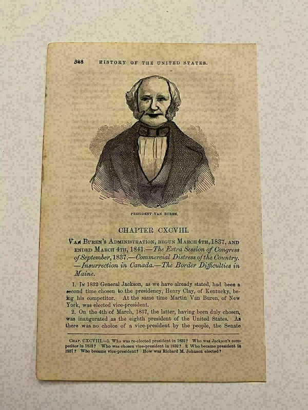 KP211) President of the United States Martin Van Buren Portrait 1877 Engraving