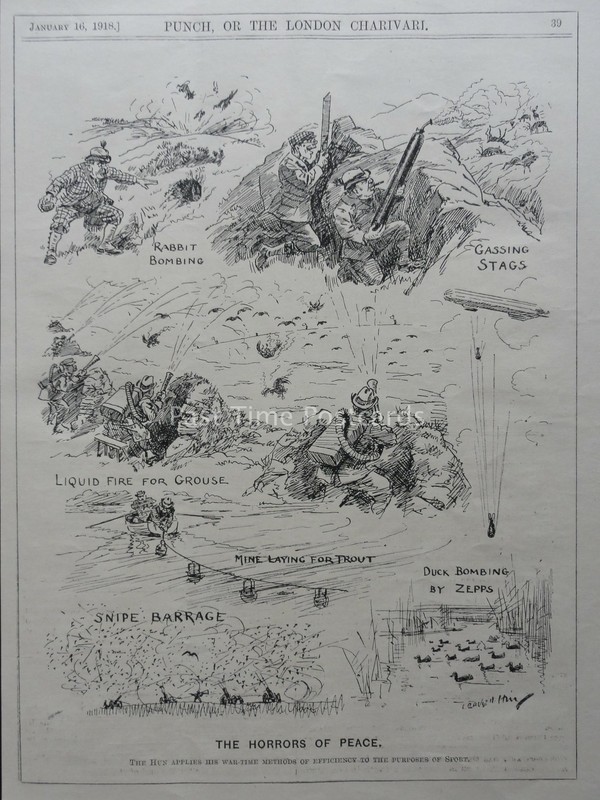 WW1 1918 Jan 16th THE HUNS WAR TIME METHODS – THE HORRORS OF PEACE Punch Cartoon