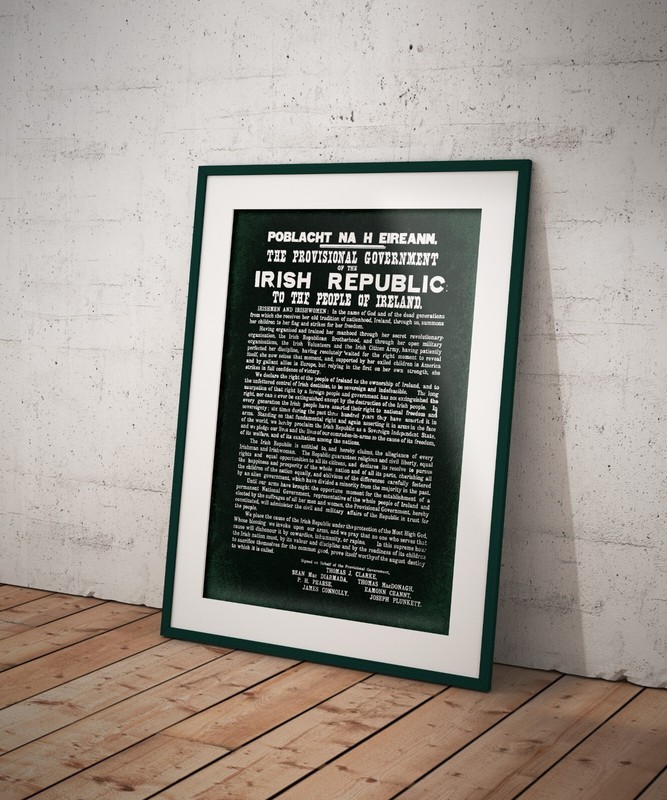 A3 Size – Proclamation of the Irish Republic Wall Art Replica Dark Green & White