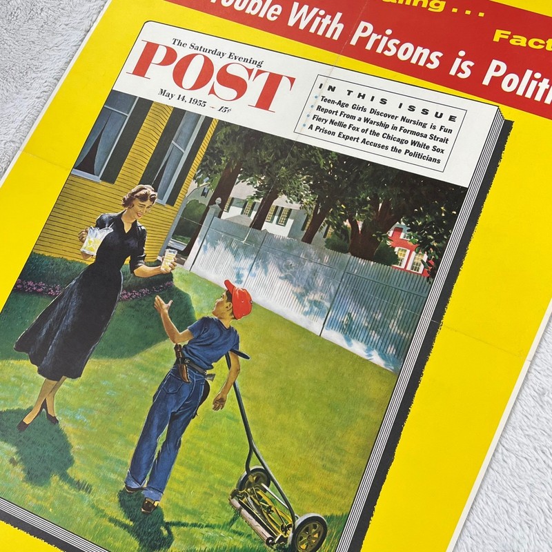 1950s BIG Saturday Evening Post Vintage Advertising Sign 28" Cardboard Display gallery