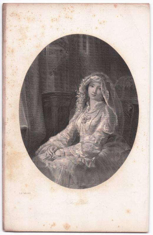Vintage Engraving "The Bride" D.H. Corbould Portrait Art Print Loose Sheet