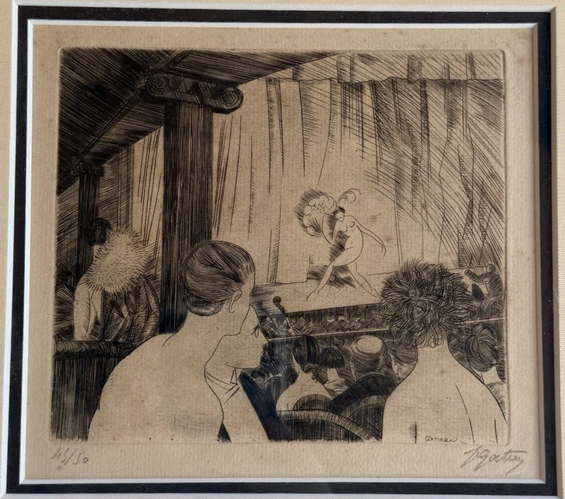 Pierre Louis Gatier 1923 Orig Etching Burlesque Music Hall Dancer Signed 45/50