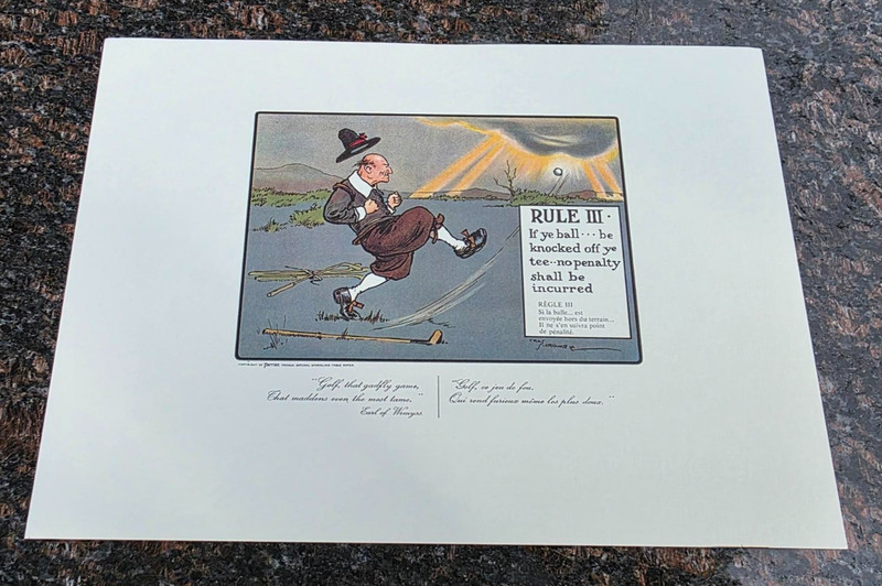 The Rules of Golf Print III Charles Crombie Perrier circa 1960 Golfer kicking