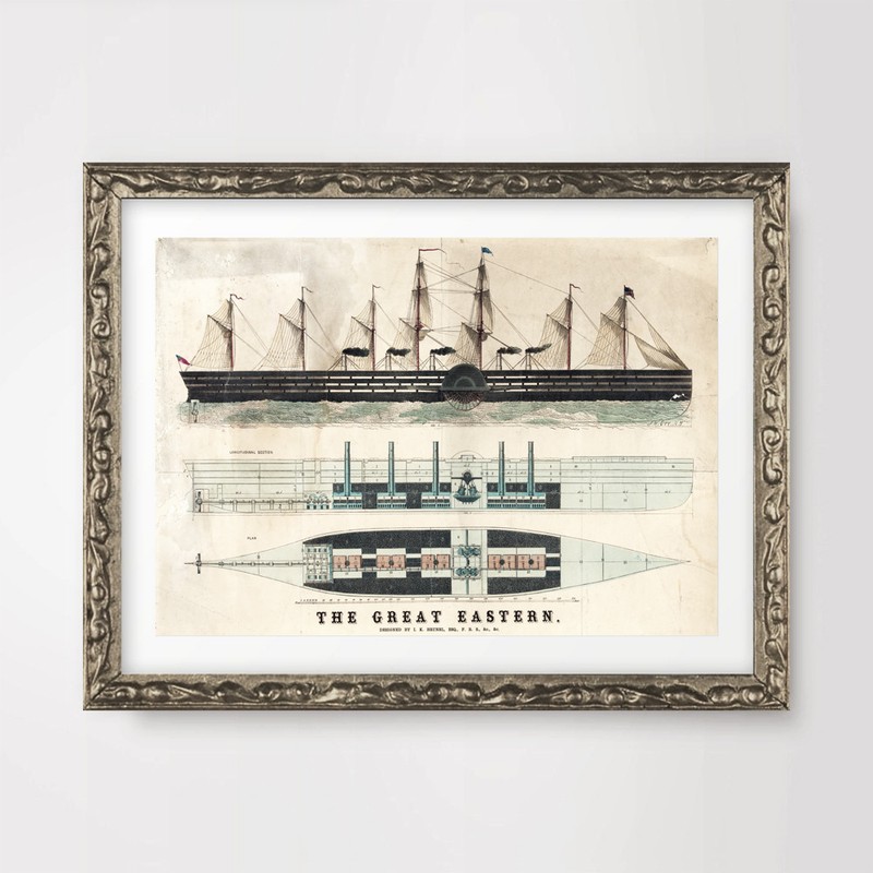 ANTIQUE SHIP BOAT DIAGRAM SEASIDE NAUTICAL ART PRINT Poster Decor Wall Artwork