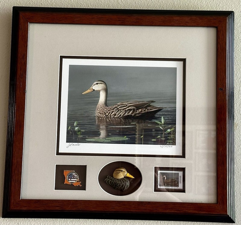 Ducks Unlimited Stamp Print W/ Medallion Signed Harris #65/10,500 Signed 2021