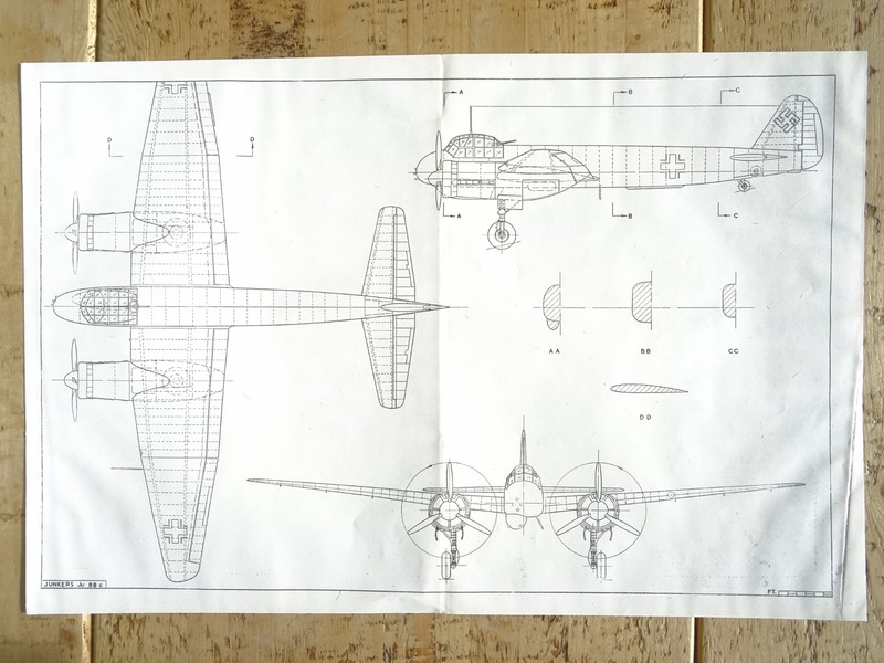 WW2 GERMAN Aircraft JUNKERS Ju 188 Scale Design Plan c1944
