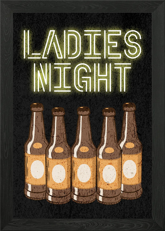 LADIES NIGHT SIX PACK BEER Framed Wall Art Poster Canvas Print Picture