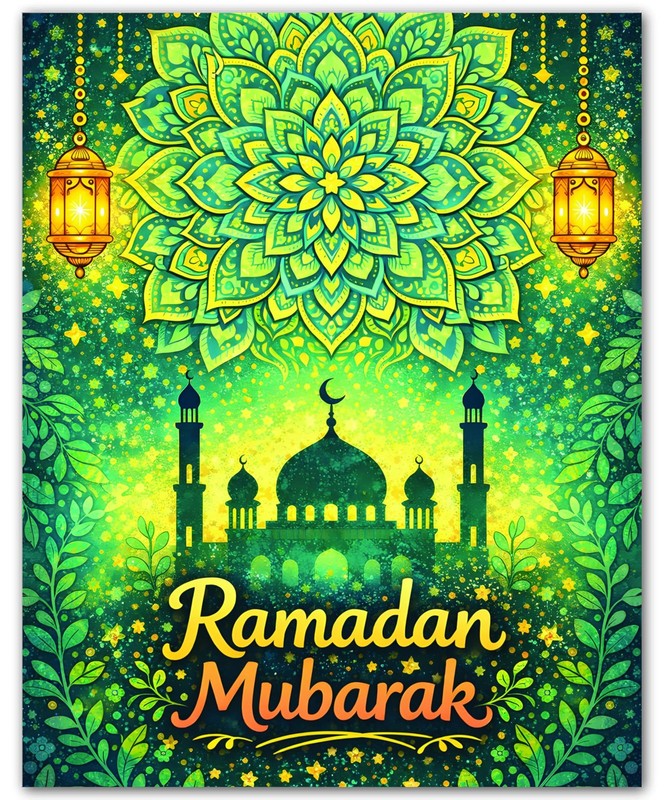 Islamic Mandala Mosque Glow for Living Room 8×10 Muslim Print Wall Art Poster