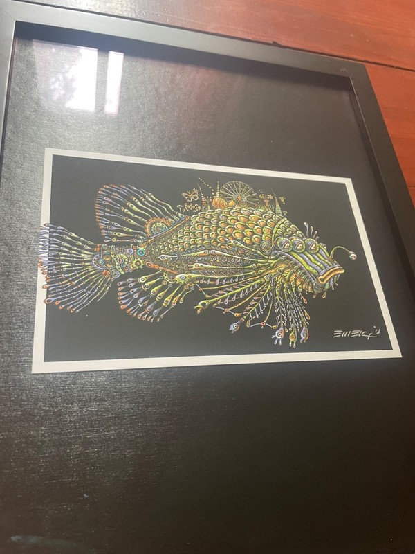 EMEK Coachella Fish Handbill Art Print Signed & Framed – 2013