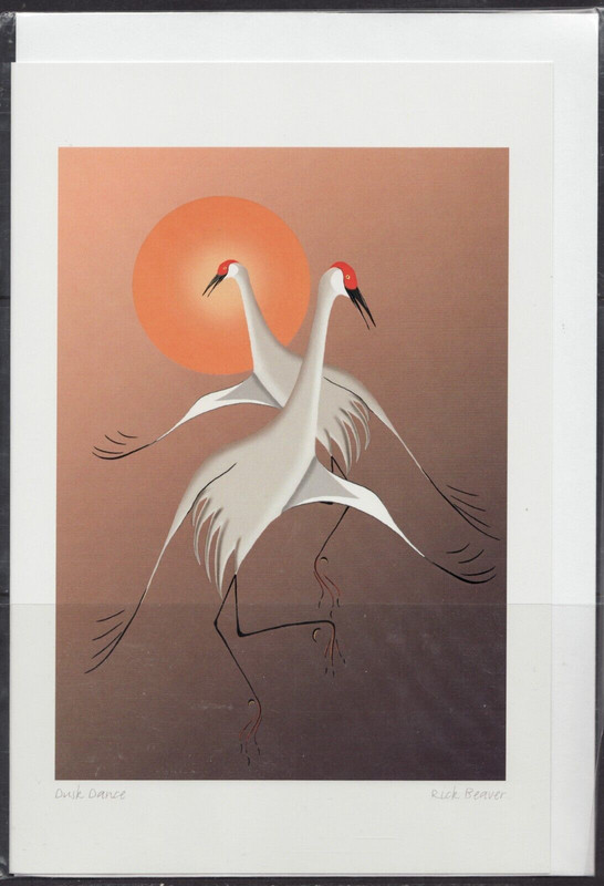 DUSK DANCE - Birds - Rice Lake, Ojibway - Rick Beaver - New 6" x 9" Art Card