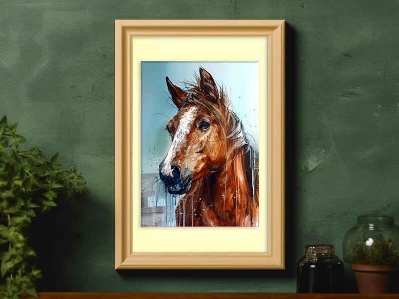Chestnut Horse Ink Watercolor 5"x7" Print on Matte Paper | Equine Art gallery