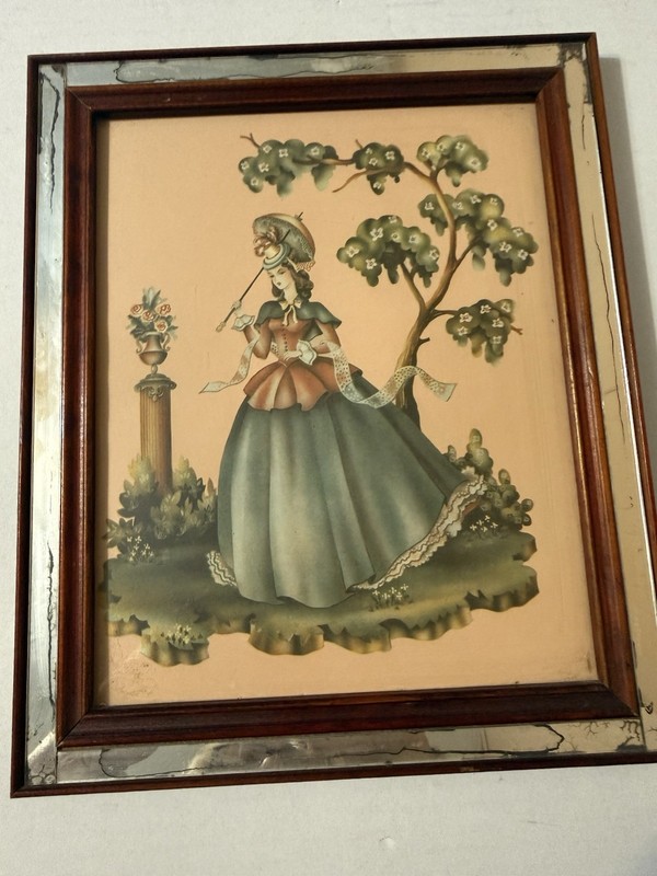 Novotint Print The Donald Art Co «Southern Belle” 1950-60s Mirror-Paneled Frame