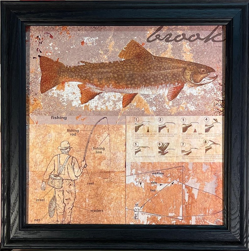 Andrew Sullivan Framed Angling Art Print Brook Trout (12×12)