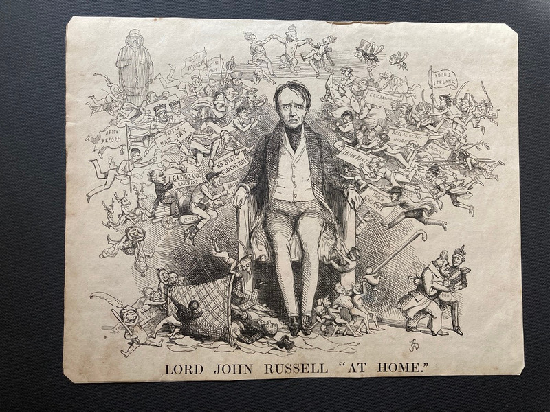 Lord John Russell At Home satirical Victorian illustration sheet