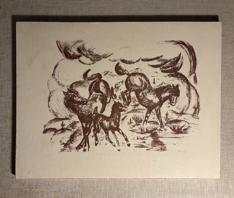 Southwest Style Horses Lithograph “Happy Family” Limited Edition 2/45