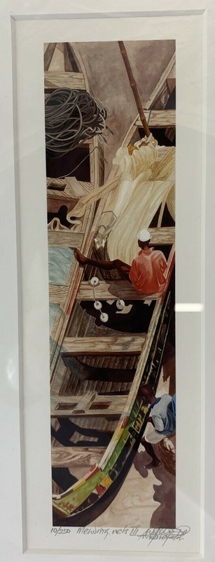 William Kwamena-Poh Mending Nets III Signed Numbered Limited Edition Giclee COA