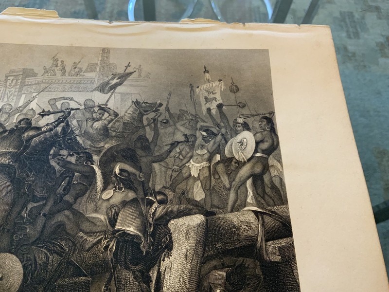 Antique Capture of the City of Mexico by Cortez Steel Engraving Victorian Print gallery