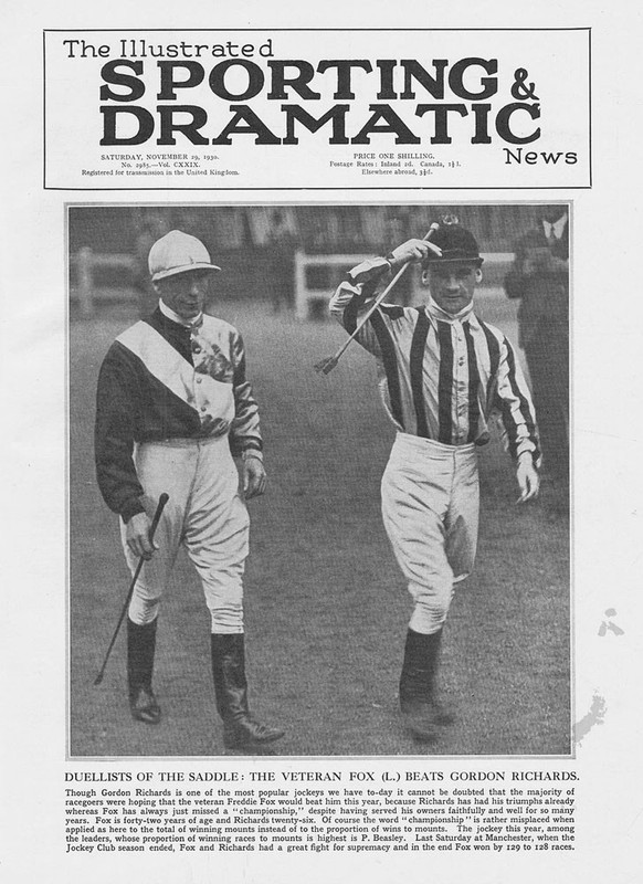 HORSE RACING Jockeys Gordon Richards & Freddie Fox – Vintage Print 1930