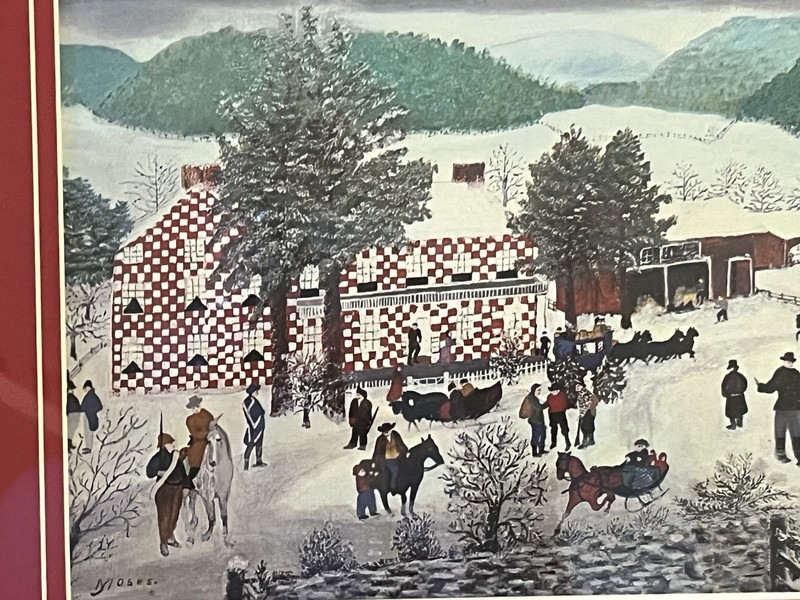Grandma Moses Art Print The Checkered House 🏠In Solid Frame With Glass 19 X 15 gallery