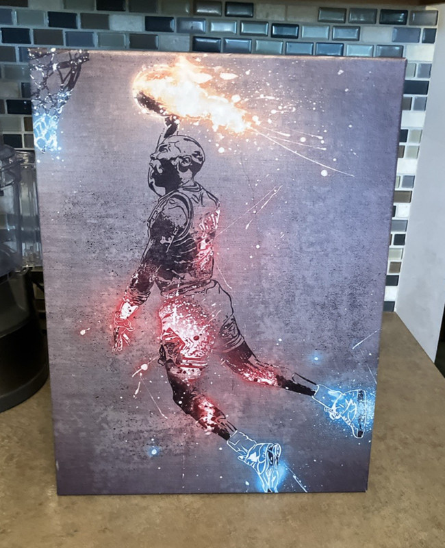 Framed CanvasNeon Michael Jordan canvas art Print, 12″ x 15.5″, Free Shipping