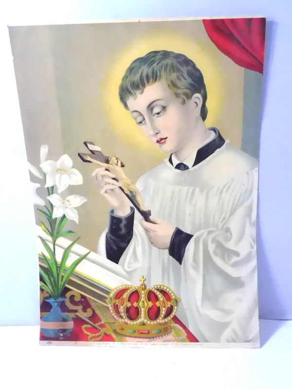 1900's Chromolithograph Religious Print of St Louis Aloysius Gonzaga 11 x 16" gallery