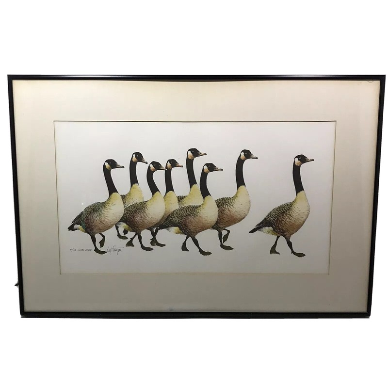 Ray Thompsen Limited Edition Signed Lithograph Canada Geese 35/100 Framed 24”x16