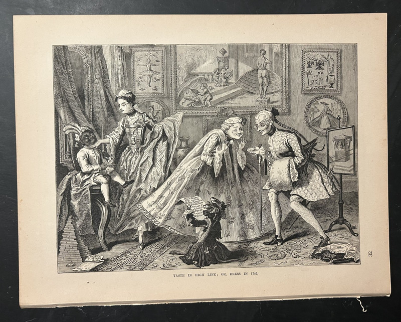 WILLIAM HOGARTH Engraving 1870 Taste in High Life; or Dress in 1742