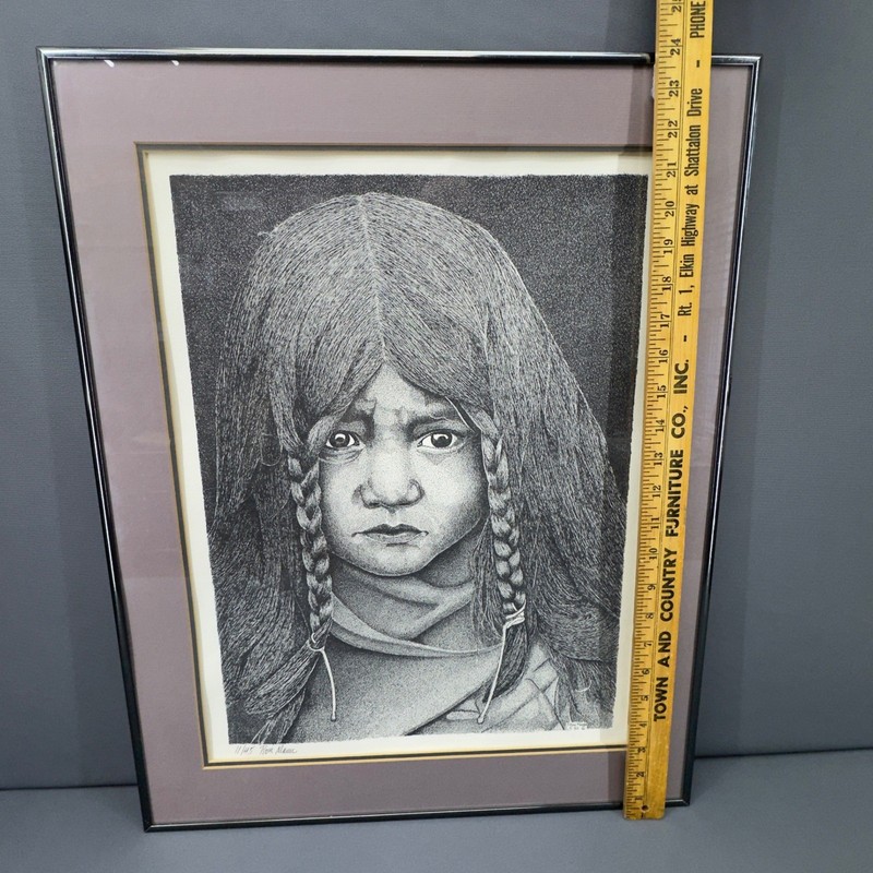 Vintage 19"x24" Ron Mann Limited Edition Lithograph Print Girl With Braids 11/45 gallery
