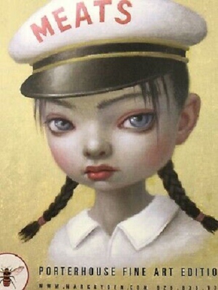 Mark Ryden «Meat Girl» Gold Foil Embossed Lithograph Butcher Shop Print 2001
